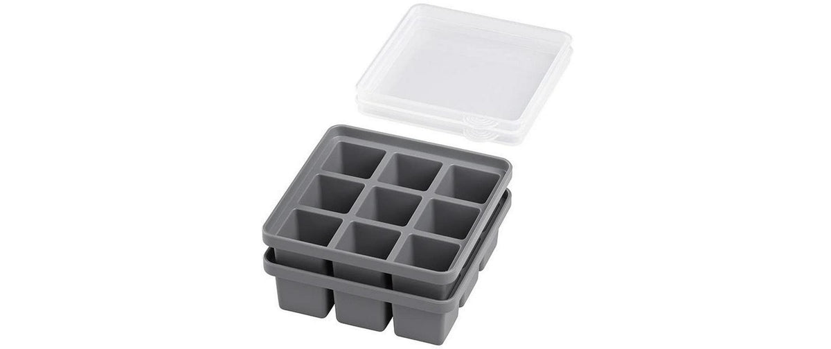 APS – Eiswürfelform 210 ml, 15,5 × 15,5 × 5,5 cm, Silikon, Grau/Silber, BPA-frei, spülmaschinenfest