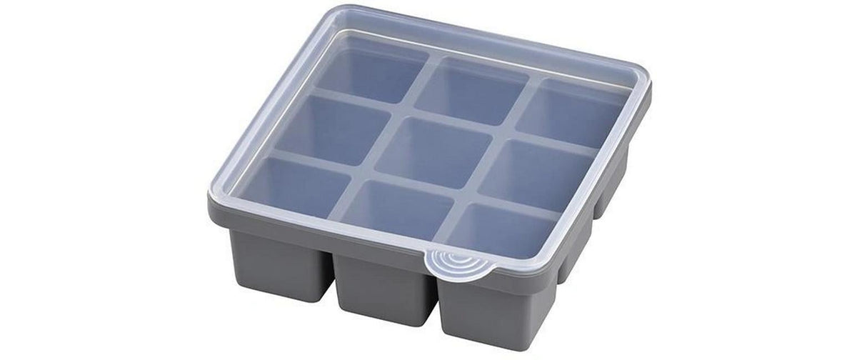 APS – Eiswürfelform 210 ml, 15,5 × 15,5 × 5,5 cm, Silikon, Grau/Silber, BPA-frei, spülmaschinenfest