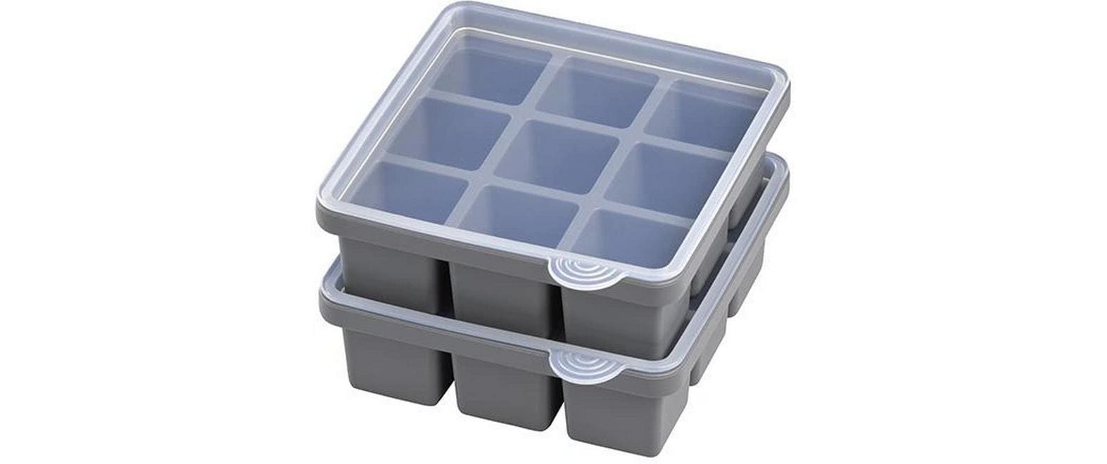 APS – Eiswürfelform 210 ml, 15,5 × 15,5 × 5,5 cm, Silikon, Grau/Silber, BPA-frei, spülmaschinenfest