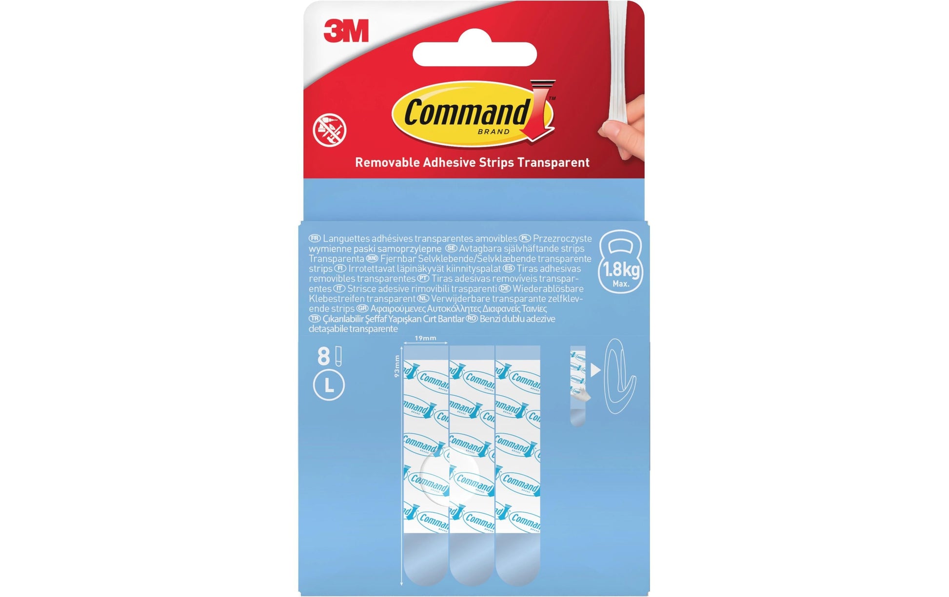 Command Transparente Montagestreifen – für Holz/Keramik, 8 Stk.
