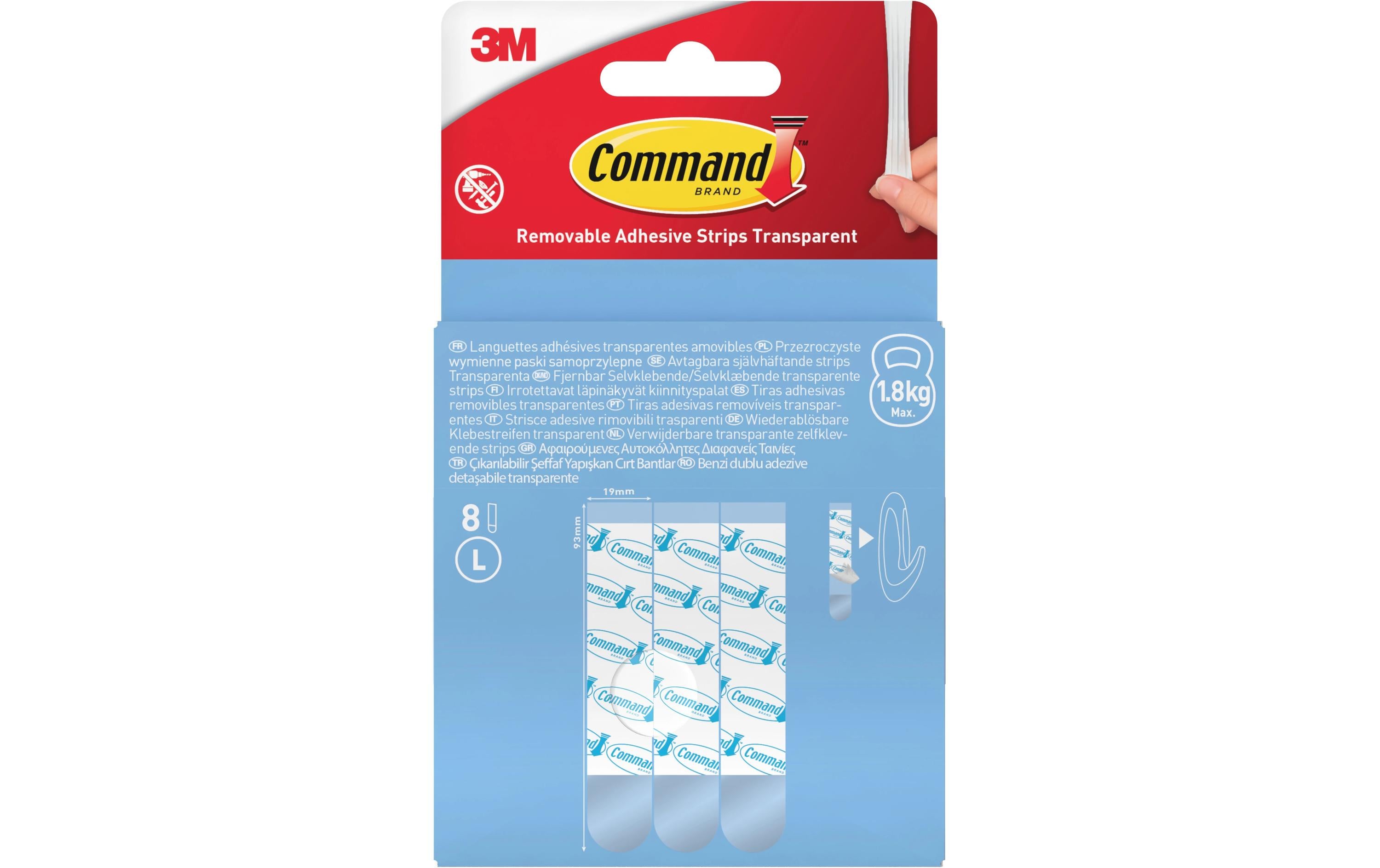 Command Transparente Montagestreifen – für Holz/Keramik, 8 Stk.