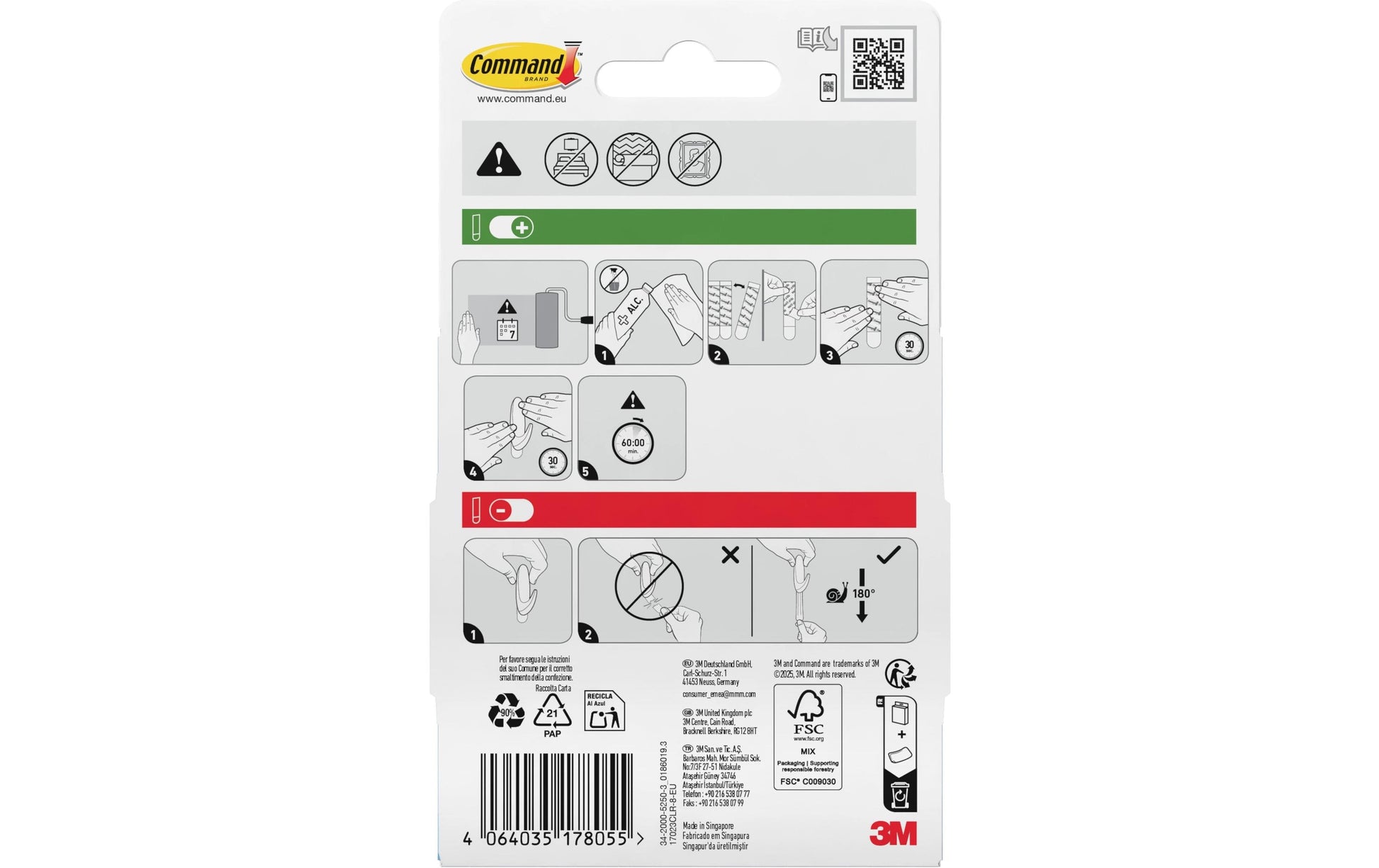 Command Transparente Montagestreifen – für Holz/Keramik, 8 Stk.