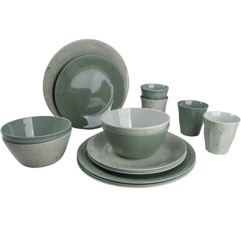 Bo-camp Geschirrset – 16-teiliges Set, Melamin, Grün