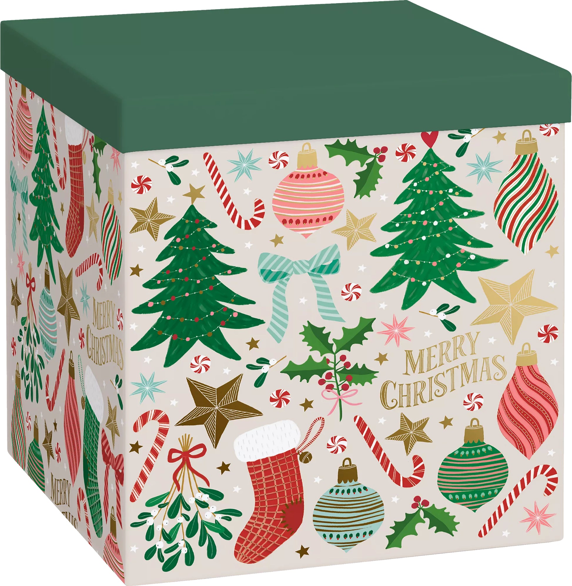 Stewo Geschenkbox Charlize – Papier, Beige, Dunkelgrün
