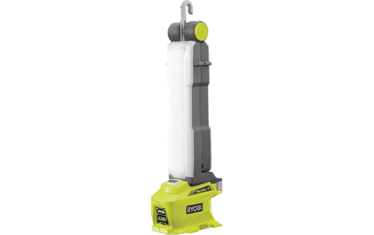 Ryobi werkstatt Ryobi Arbeitsleuchte R18ALF-0 – 850 lm, 20 W, 18 V Akku, 5700 K, Haken & klappbarer Standfuss – Grün