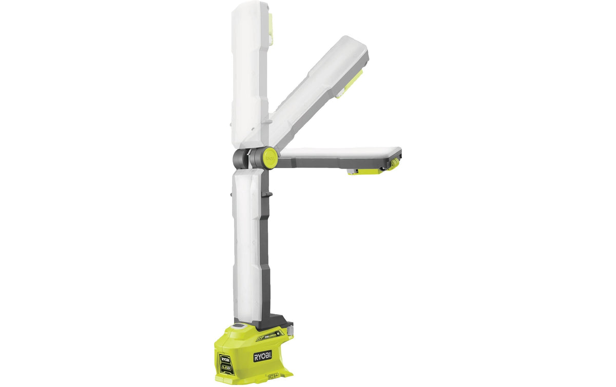 Ryobi werkstatt Ryobi Arbeitsleuchte R18ALF-0 – 850 lm, 20 W, 18 V Akku, 5700 K, Haken & klappbarer Standfuss – Grün