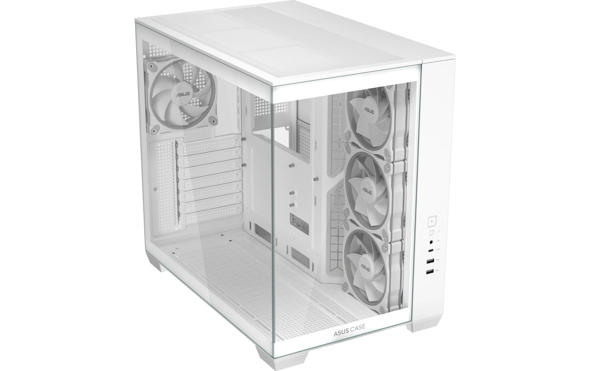ASUS A32 PLUS TG ARGB WEISS – PC-Gehäuse – ATX/micro-ATX/Mini-ITX, Gehärtetes Glas, ARGB, ohne Netzteil
