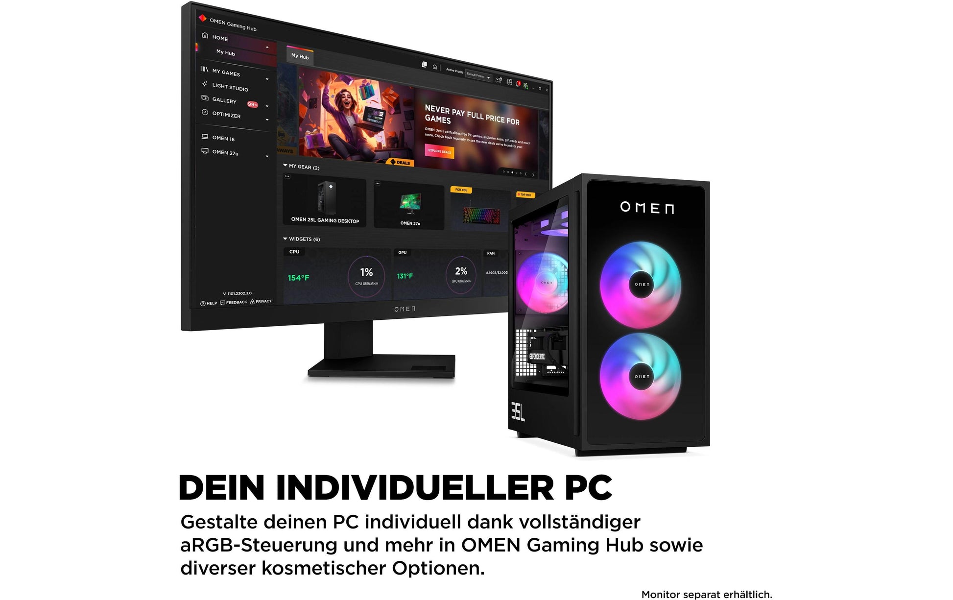HP OMEN GT16 Tower – Intel Core i7-14700F, 32 GB RAM, 1 TB SSD, NVIDIA RTX 5070 Ti 16 GB, Windows 11 Home