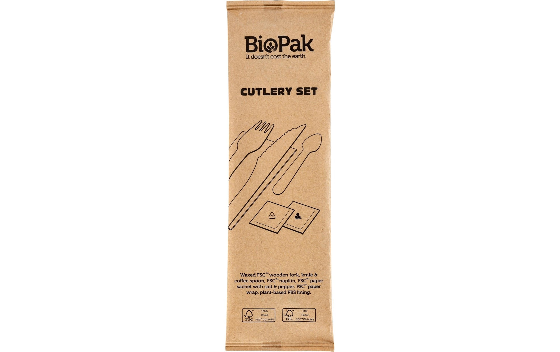 Duni Besteck-Set, Holz, Beige – 21 cm – 1 Stk.