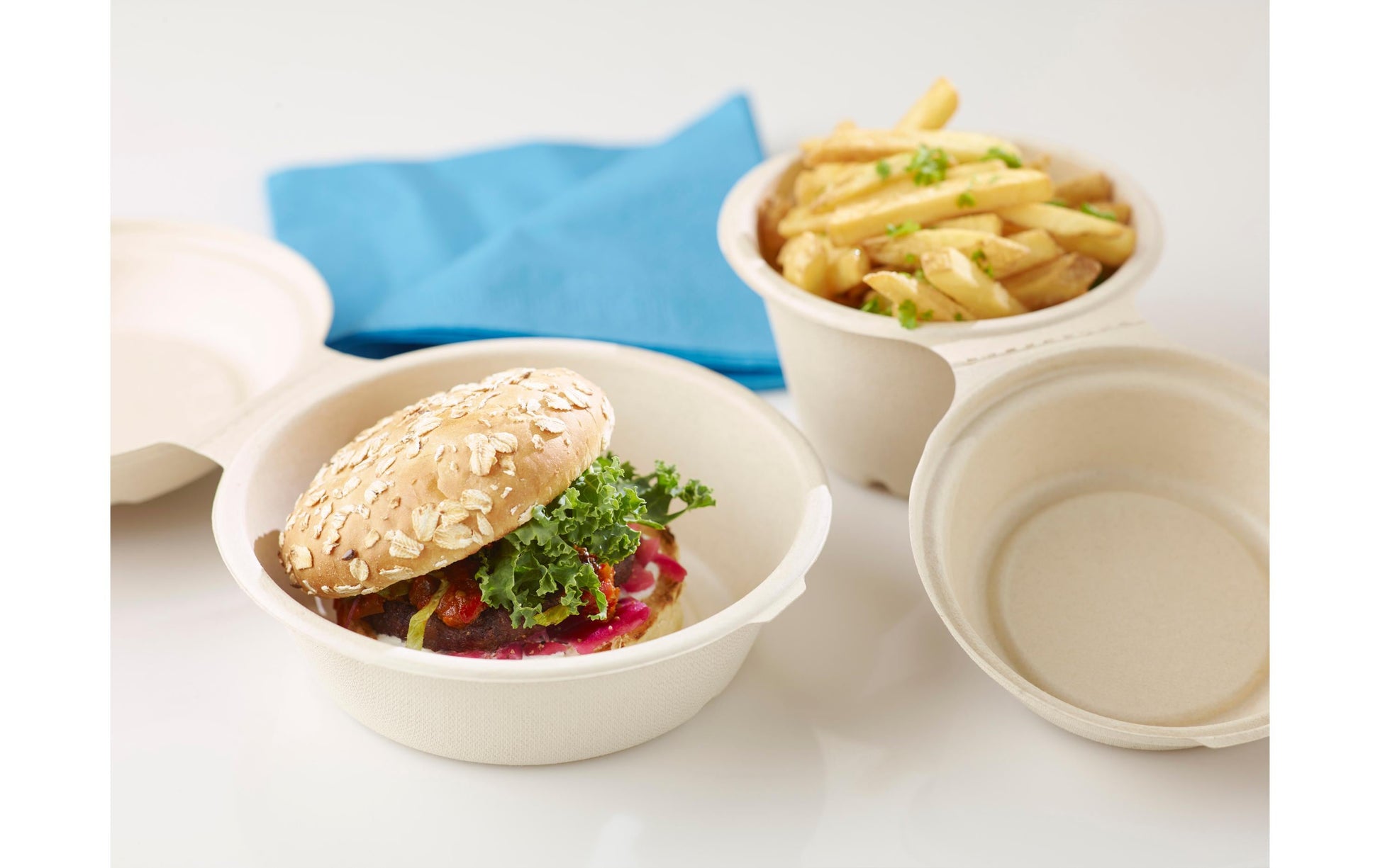 Duni Take-away-Box, Bagasse (Zuckerrohr) – 750 ml, beige – 55 Stk.