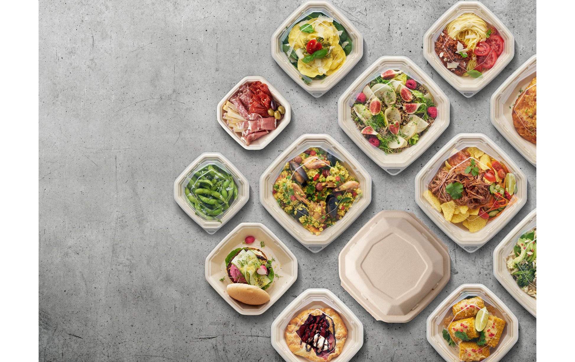 Duni Deckel Octabagasse für Octabagasse-Box 1000 ml, Bagasse (Zuckerrohr) – beige – 200 Stk.