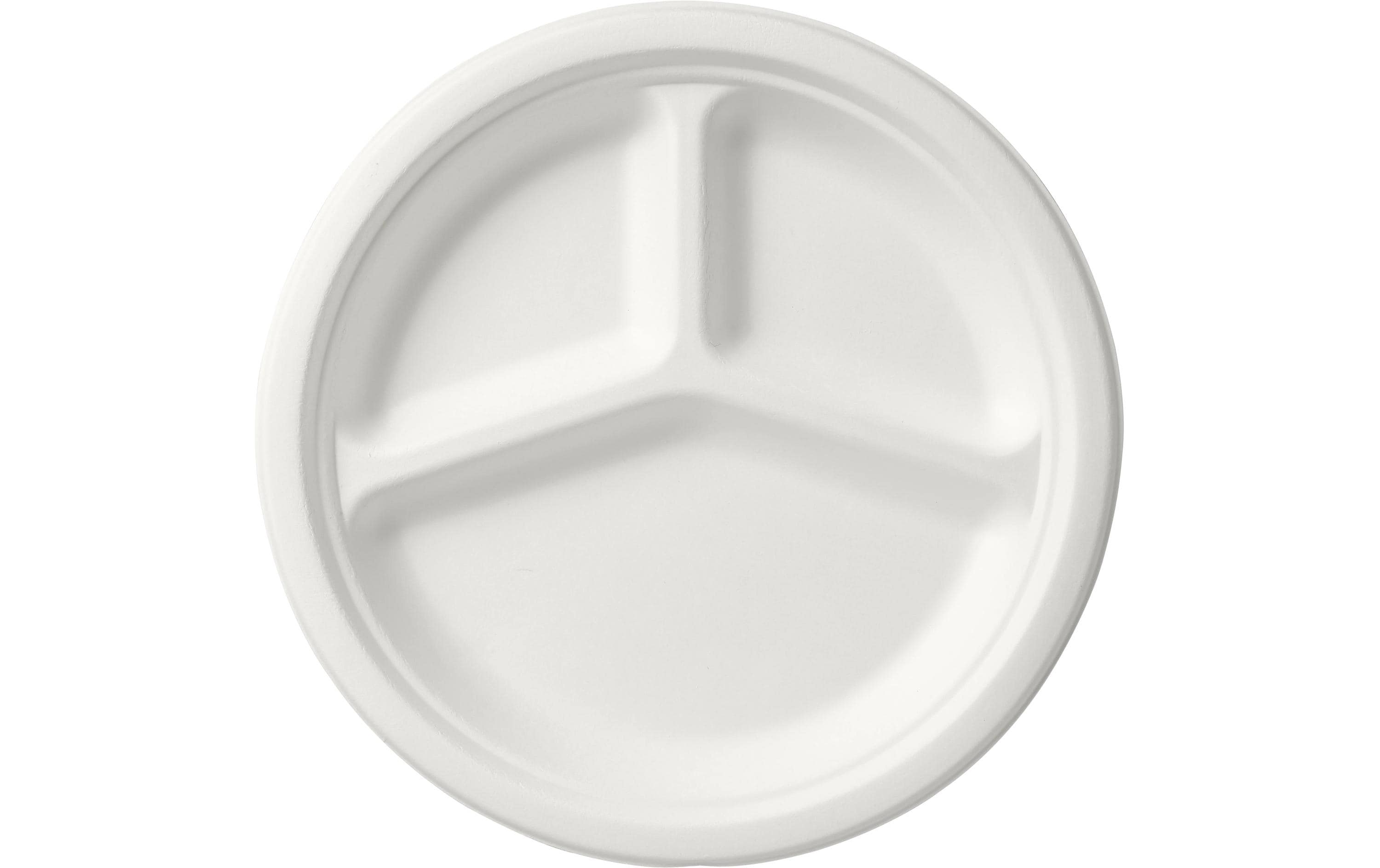 Duni Bagasse Teller, 3-geteilt – Ø 26 cm, beige/weiss – 50 Stk.