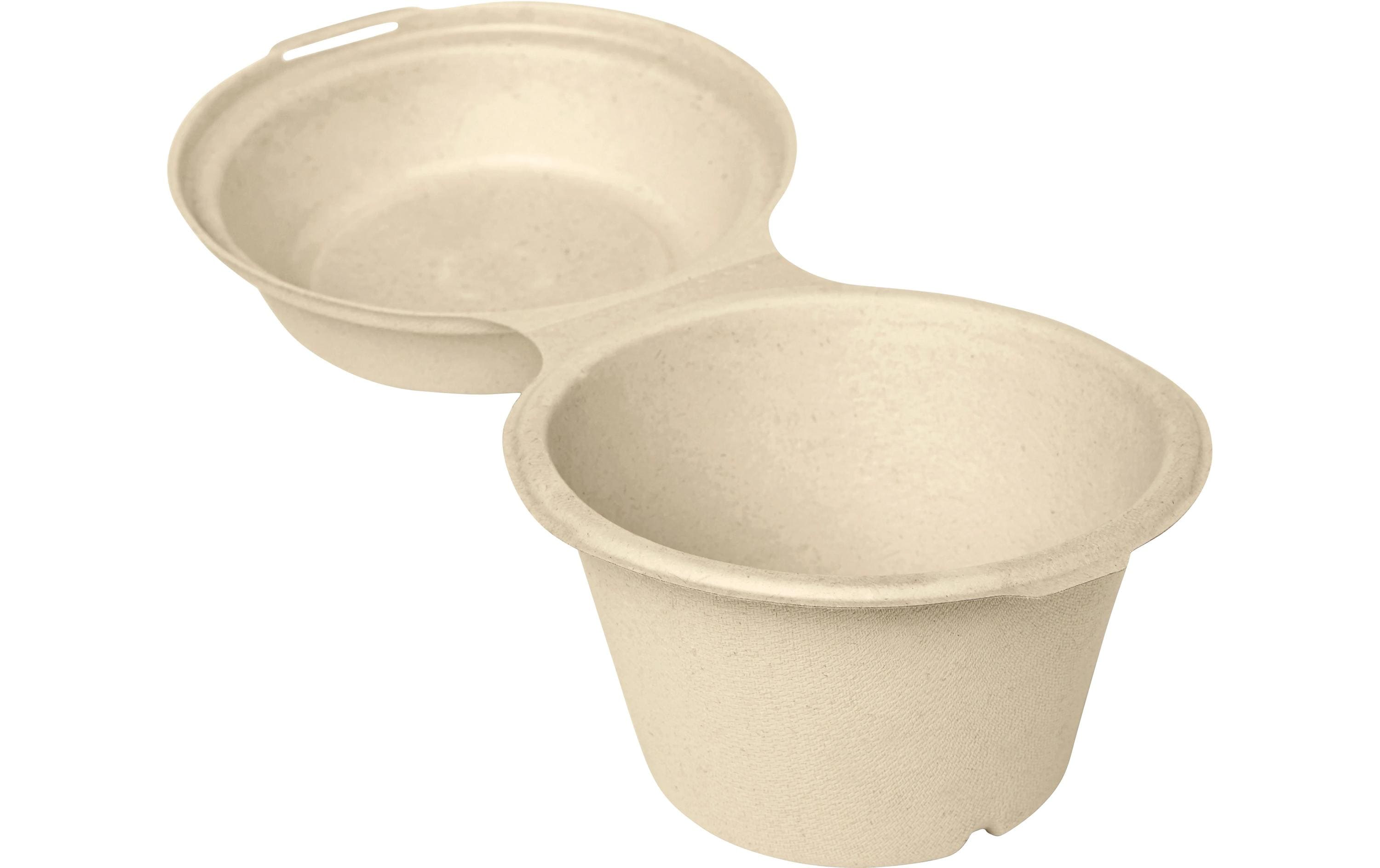 Duni Take-away-Box Clamshell, Bagasse (Zuckerrohr) – 575 ml, 145 × 132 × 100 mm, beige/braun – 40 Stk.