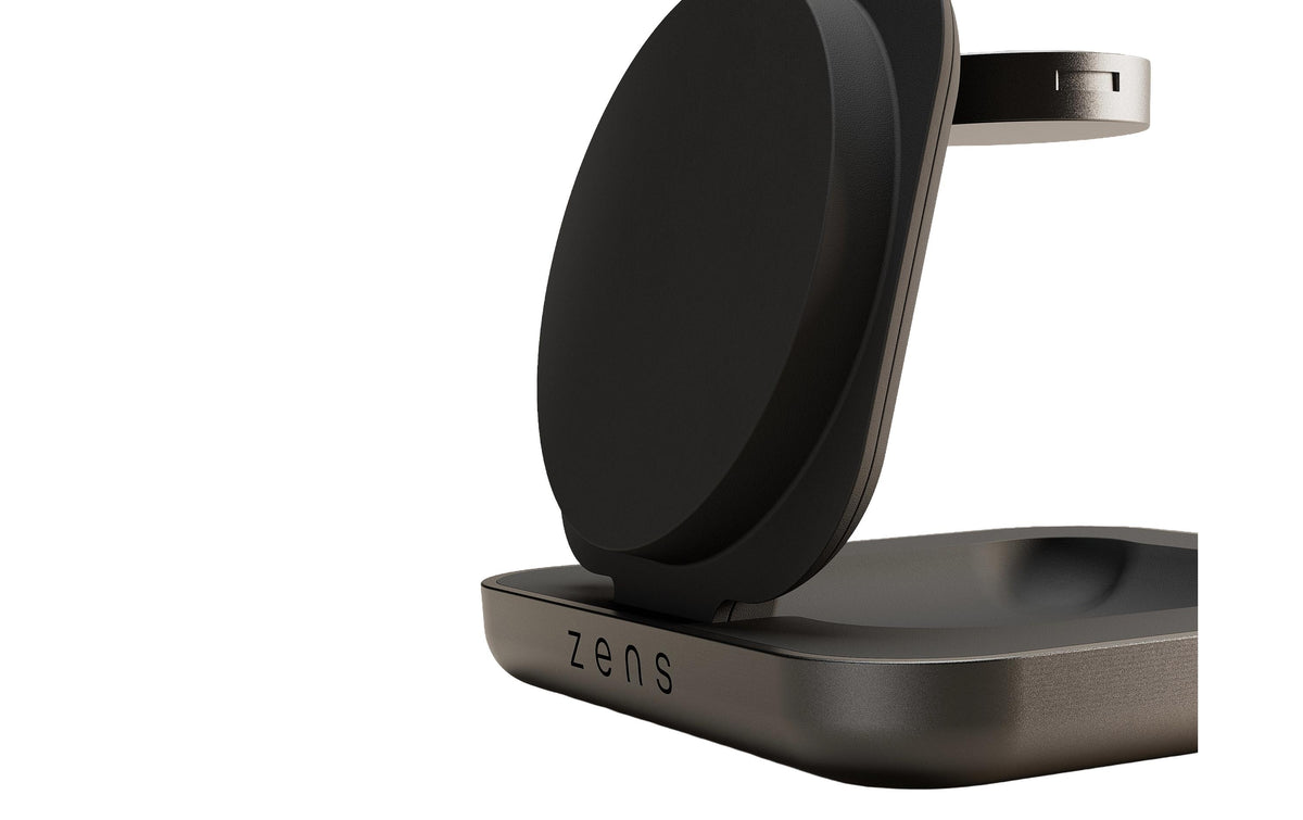 Zens Pro 2 2-in-1 Ladeständer – Qi2 – für Smartphone, Apple Watch – Schwarz