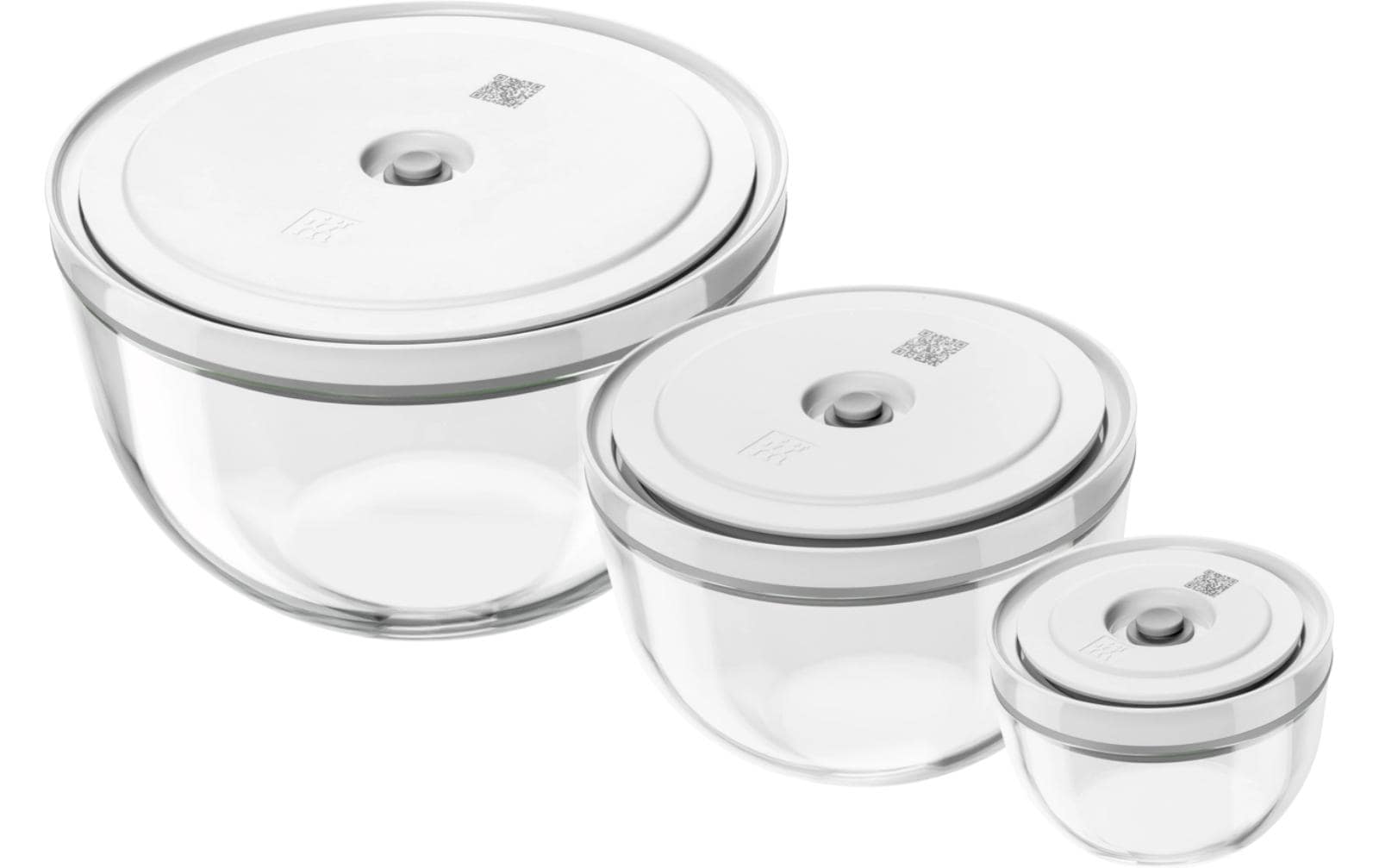 ZWILLING Vakuumschüssel-Set – 4,5 l, Ø 25,7 cm × 16,1 cm – für Fresh & Save, 3 Stk., Glas