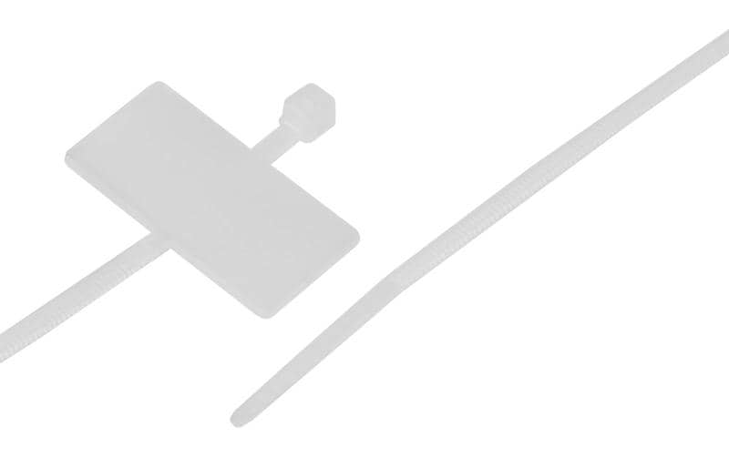 Steffen Kabelbinder, 2,5×200 mm, 50er-Pack, mit Beschriftungsfeld – weiss