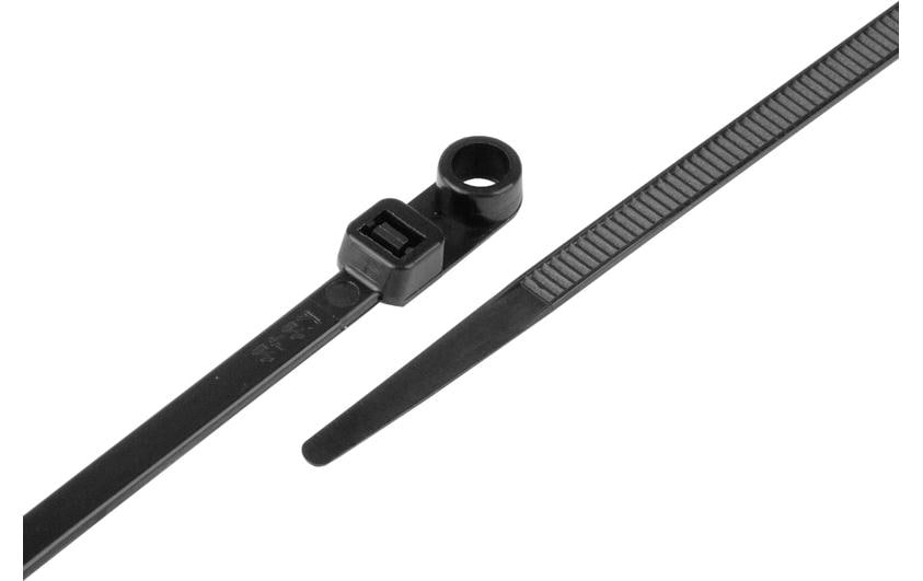 Steffen Kabelbinder, 171,5×3,7 mm, 100er-Pack, mit Befestigungslöchern – schwarz
