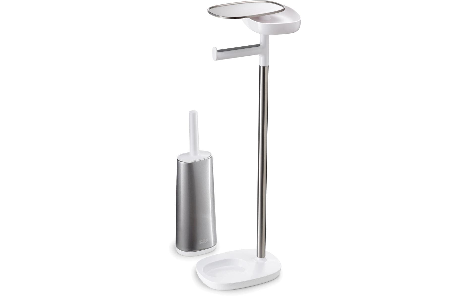 Joseph Joseph – Toilettenpapierständer – Edelstahl, Weiss, mit Bürste, 17,5 × 23,5 × 76 cm