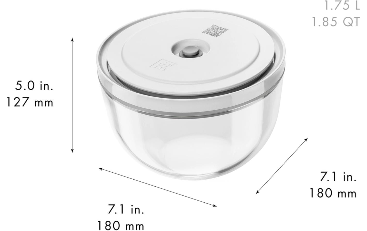 ZWILLING Vakuumschüssel-Set – 4,5 l, Ø 25,7 cm × 16,1 cm – für Fresh & Save, 3 Stk., Glas