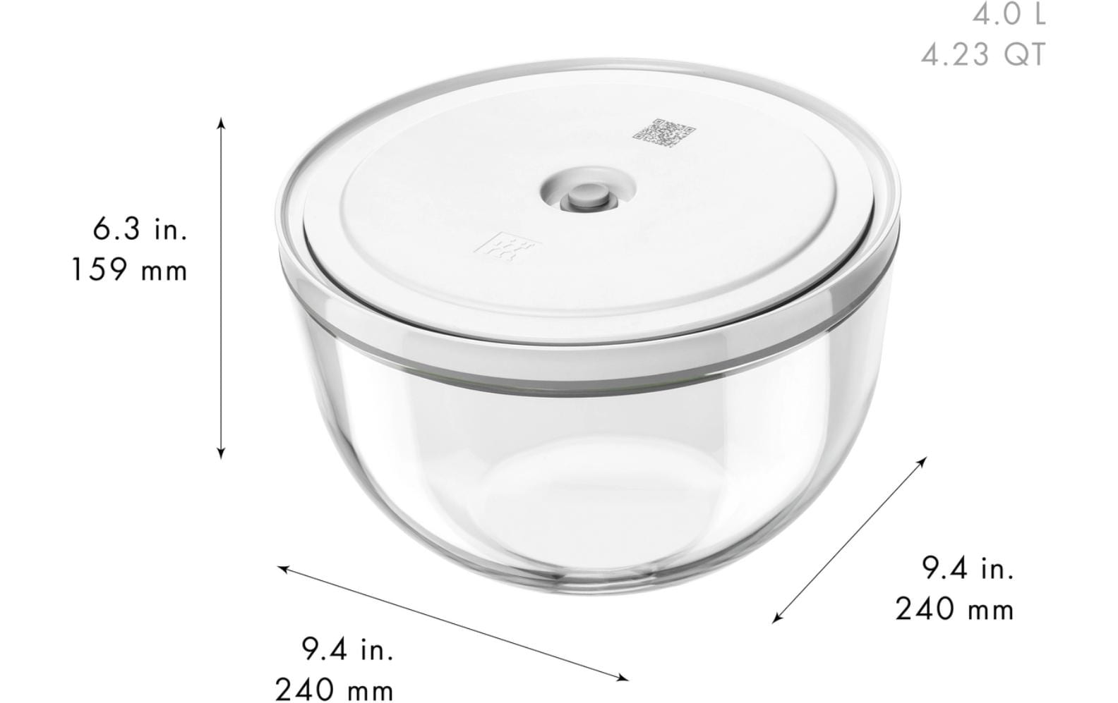 ZWILLING Vakuumschüssel Fresh & Save – 4 l, Ø 26 cm, H 16 cm – für Fresh & Save System, Glas