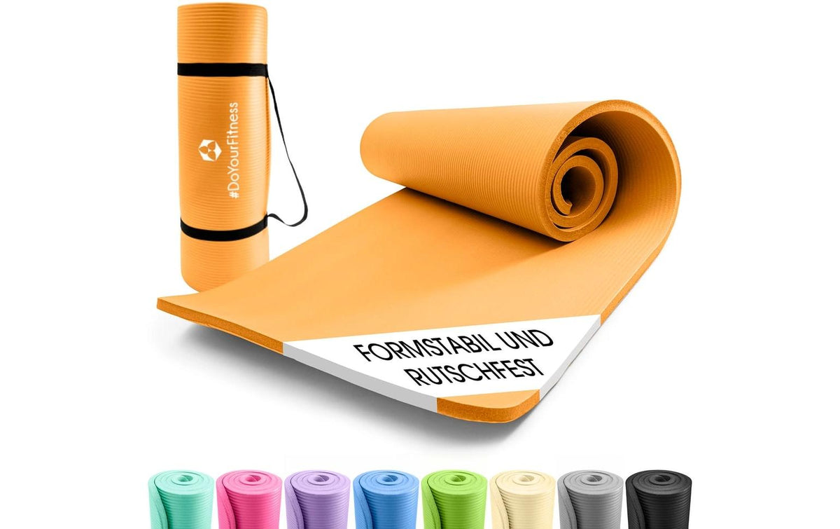 World Fitness – Fitnessmatte Jivan – für Fitness, Yoga, Pilates – 183 × 61 × 2 cm – orange, Nitrilkautschuk