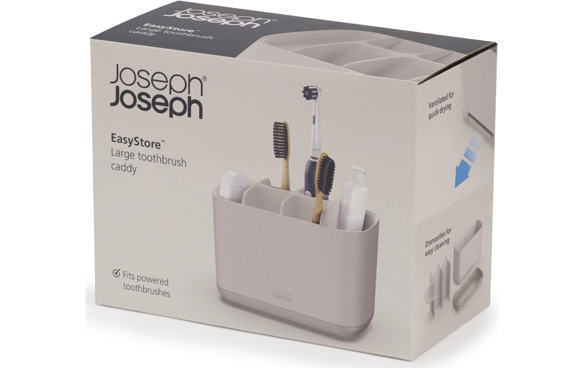 Joseph Joseph Zahnbürstenhalter EasyStore – Kunststoff, 8,6×17,1×12,8 cm, Beige