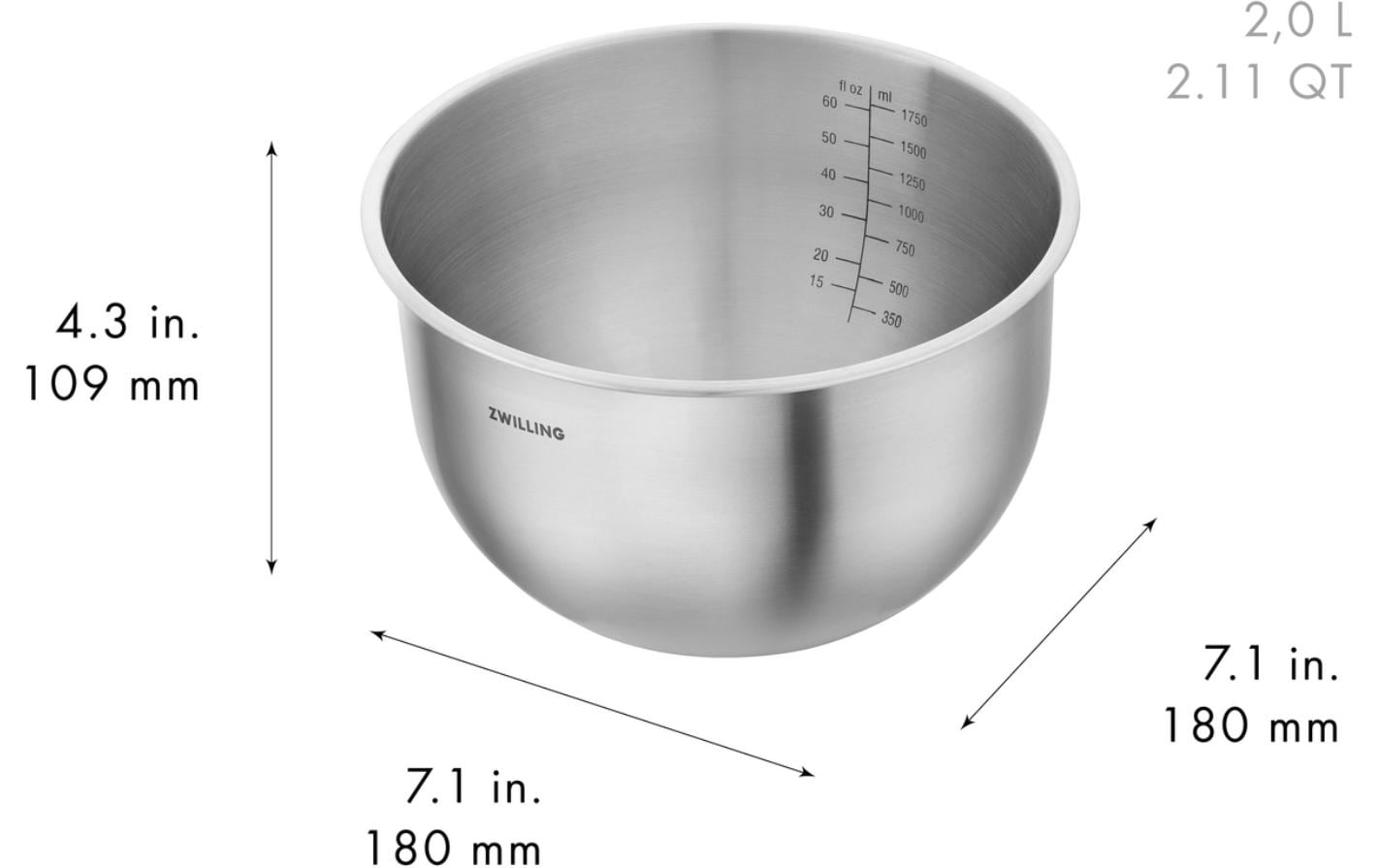 ZWILLING Vakuumschüssel Fresh&Save Bowls – 4,5 l, Ø 24 cm, für Vakuumierer, 3 Stk., Edelstahl