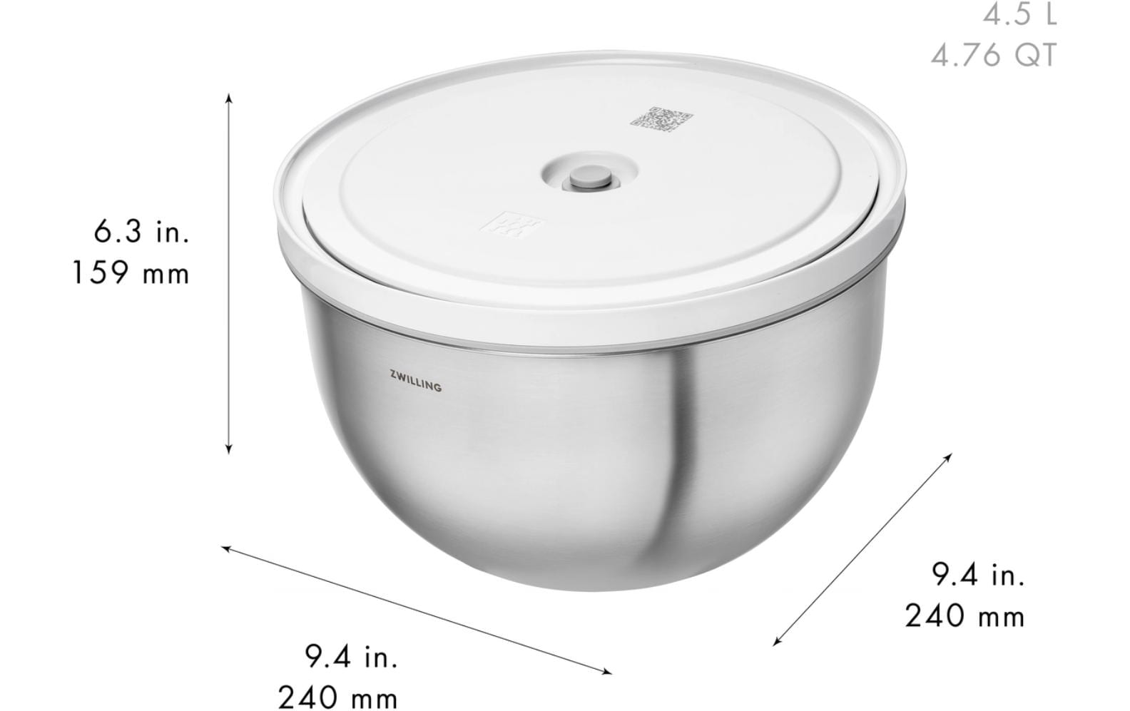ZWILLING Vakuumschüssel L – 4 l, Ø 25,5 × 14 cm – für 24 cm Schüsseln (z. B. STAUB CERAMIQUE)