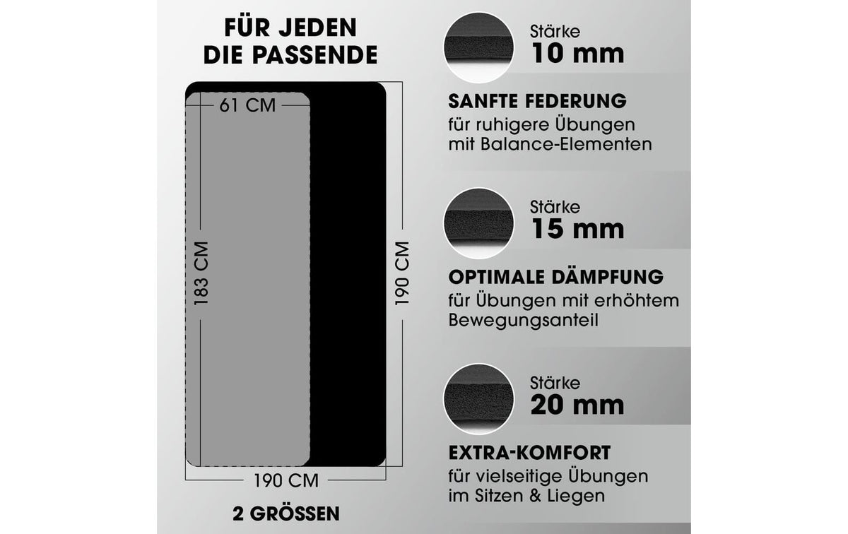 World Fitness Bodenmatte – Schwarz, Dicke 1 cm