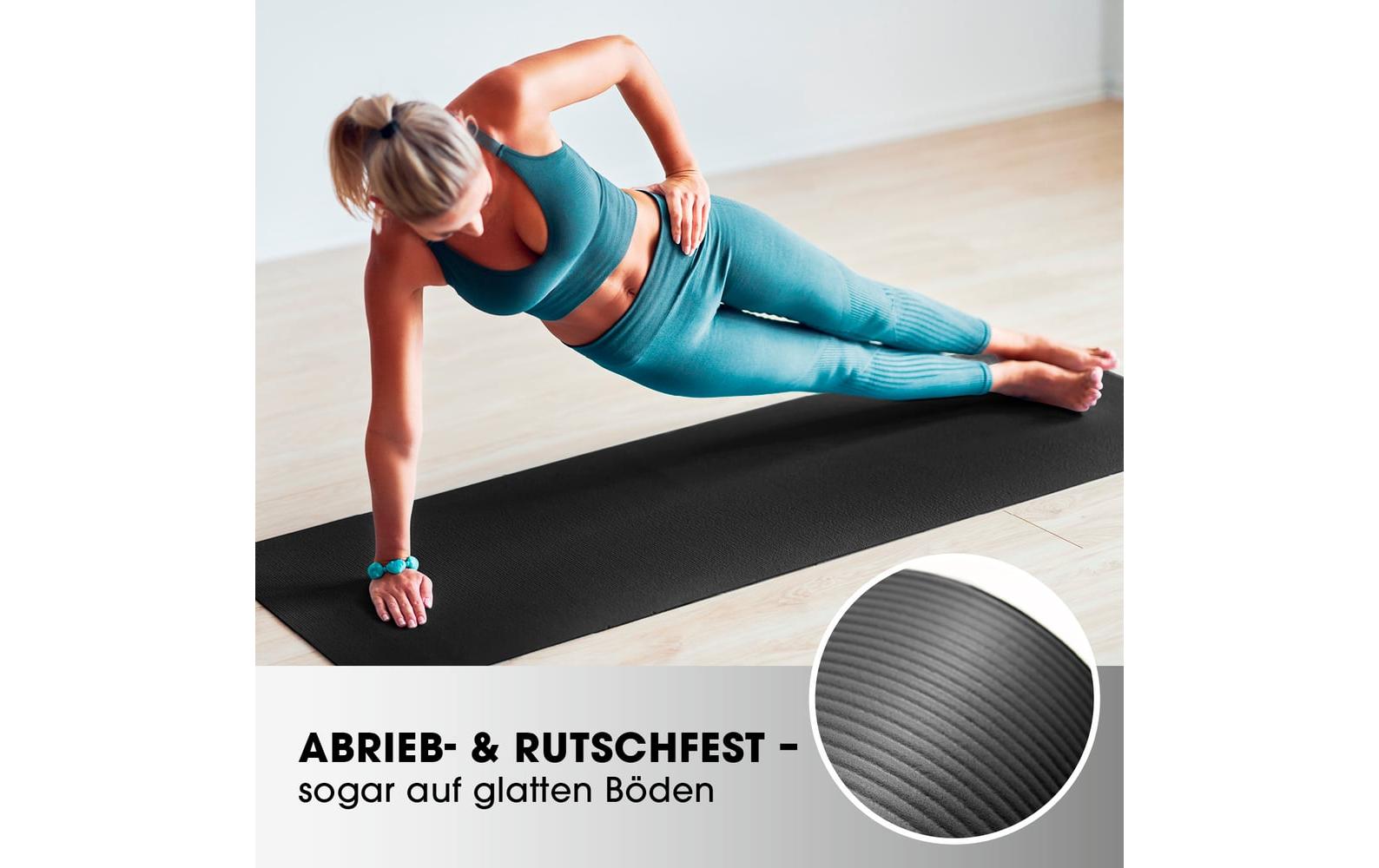 World Fitness Yamuna Fitnessmatte – 183 × 61 × 1,5 cm – Schwarz