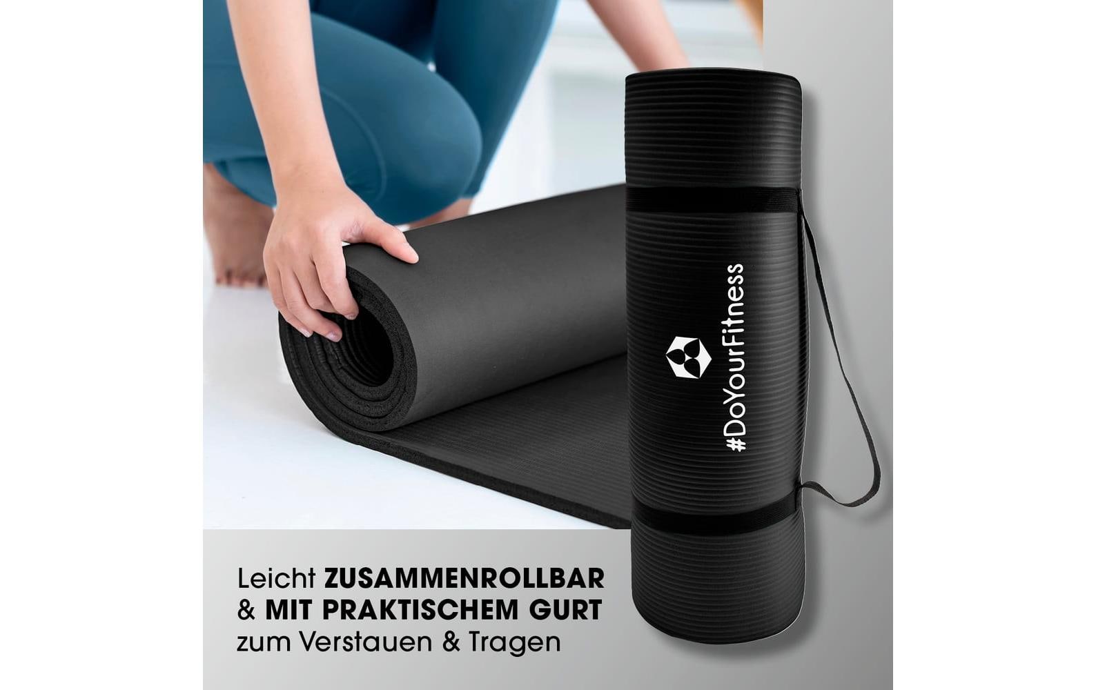 World Fitness Yamuna Fitnessmatte – 183 × 61 × 1,5 cm – Schwarz
