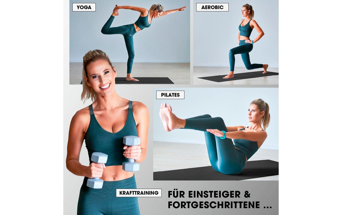 World Fitness Yogini – Fitnessmatte, 183 × 61 × 1 cm – Schwarz