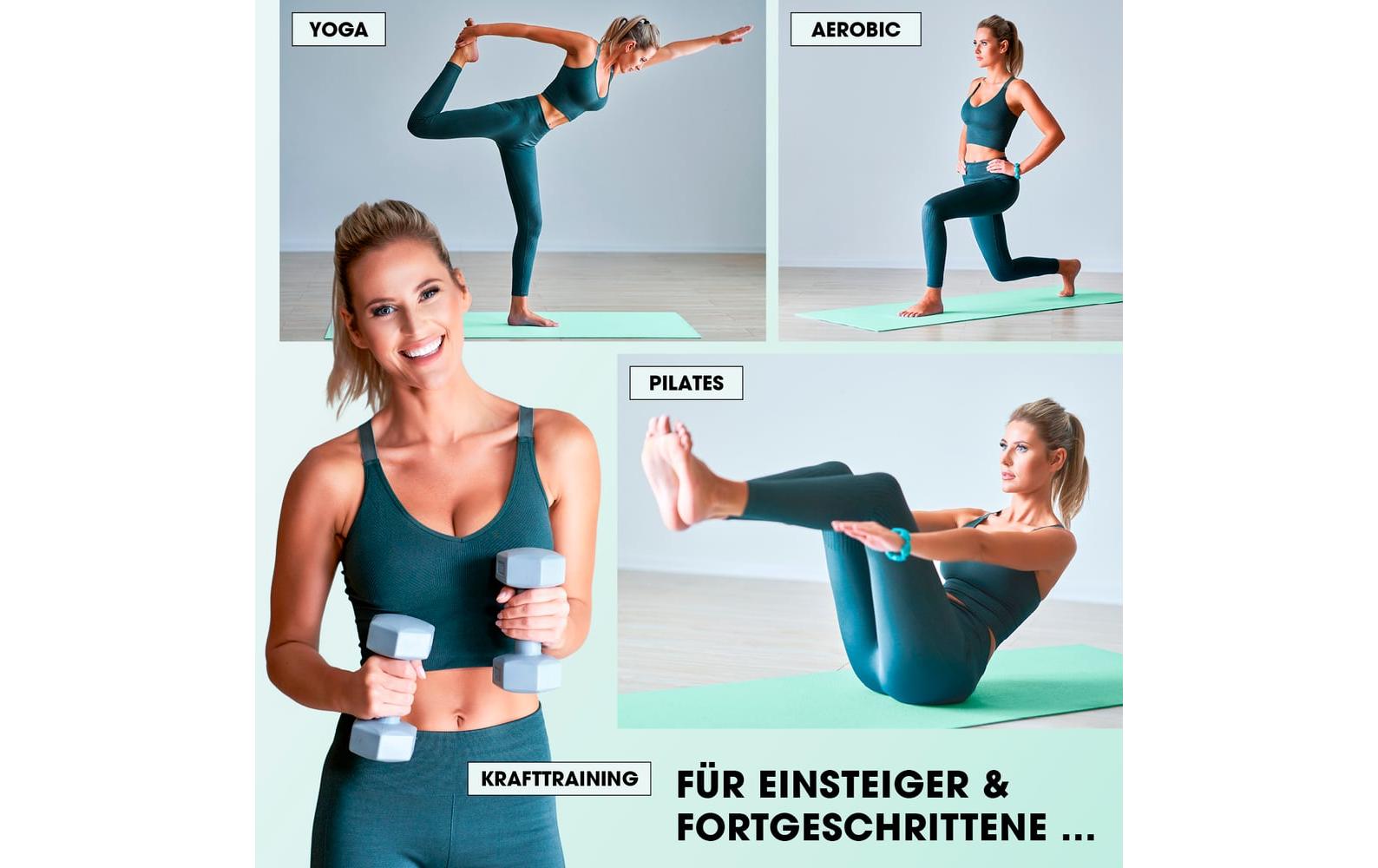 World Fitness Yogini Fitnessmatte – türkis – 610 × 1830 × 10 mm – für Yoga, Pilates