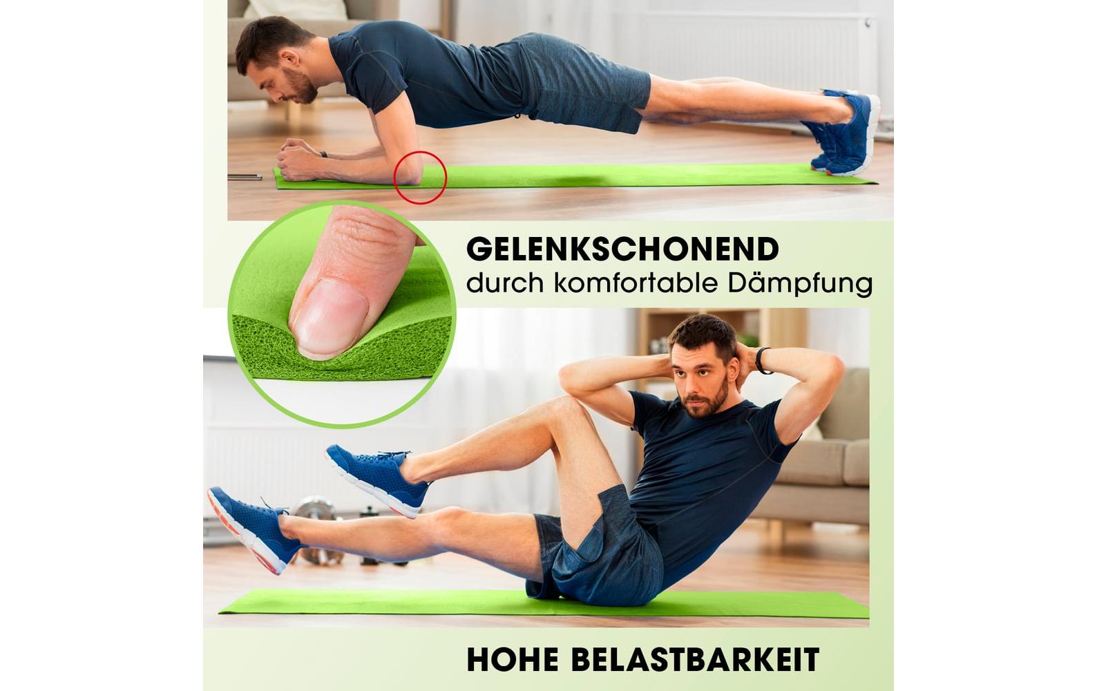 World Fitness – Fitnessmatte Yamuna – 1,5 cm dick – für Fitness, Yoga, Pilates – 183 × 61 cm – Grün