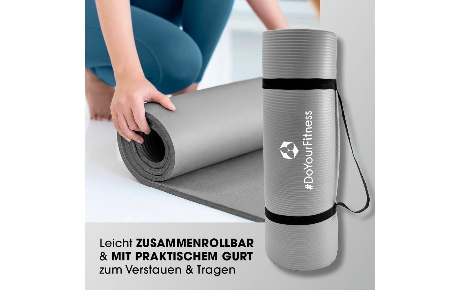 World Fitness – Fitnessmatte Yamuna – für Fitness, Gymnastik, Pilates, Yoga – 183 × 61 × 1,5 cm – grau