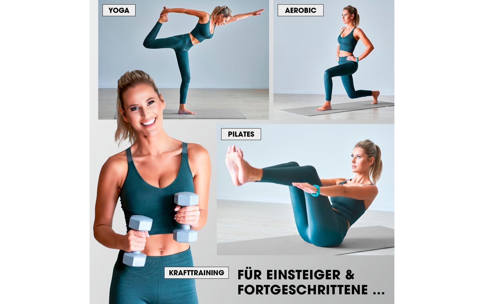 World Fitness – Fitnessmatte Yamuna – für Fitness, Gymnastik, Pilates, Yoga – 183 × 61 × 1,5 cm – grau