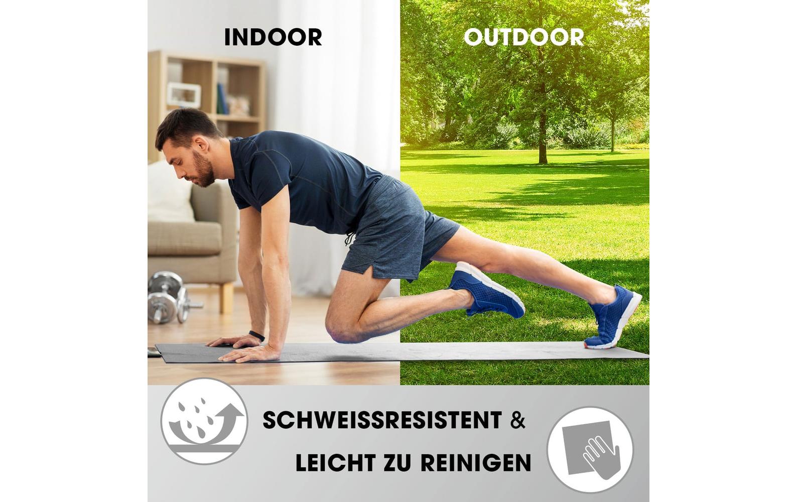 World Fitness – Fitnessmatte Yamuna – für Fitness, Gymnastik, Pilates, Yoga – 183 × 61 × 1,5 cm – grau