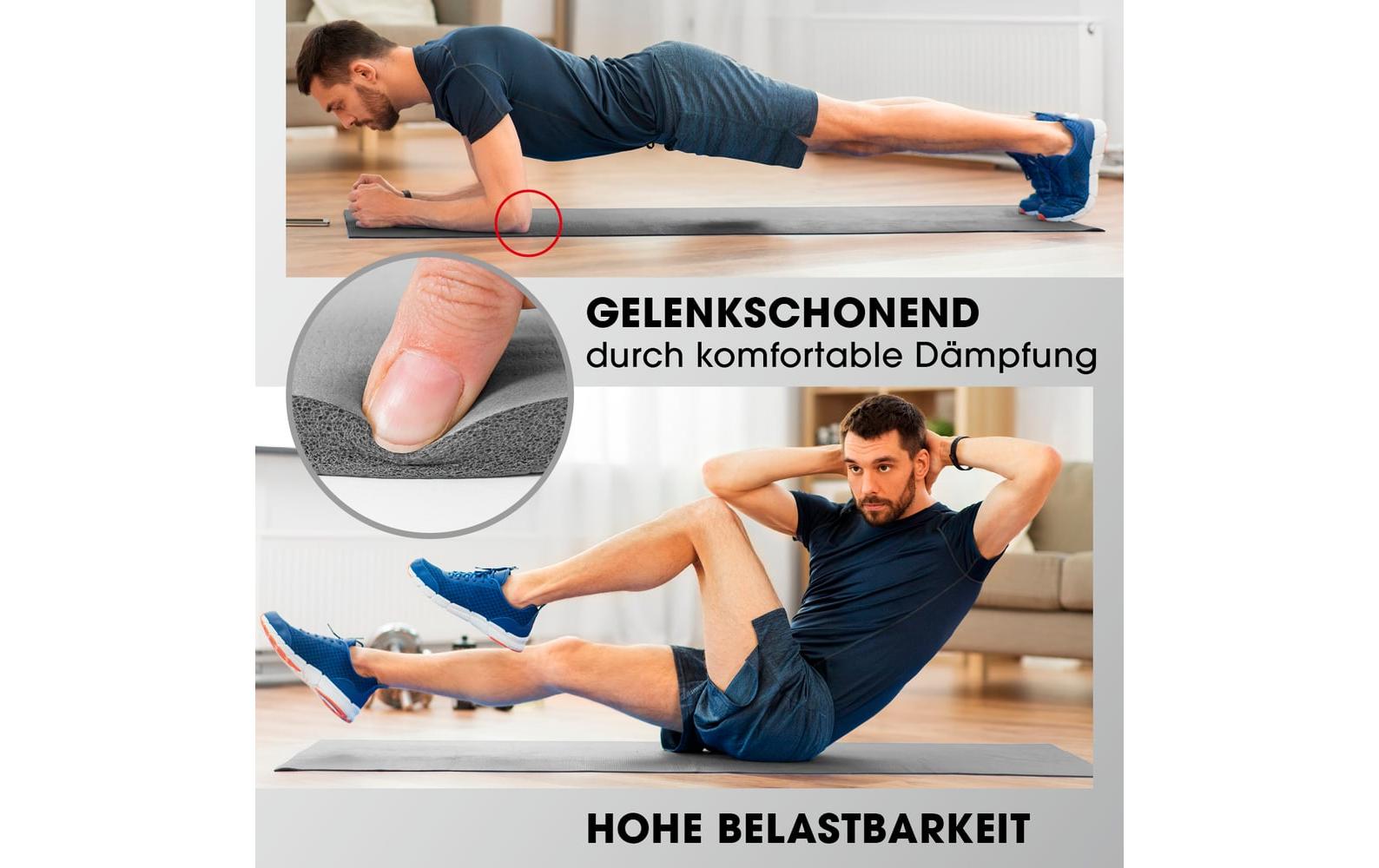 World Fitness – Fitnessmatte Yamuna – für Fitness, Gymnastik, Pilates, Yoga – 183 × 61 × 1,5 cm – grau