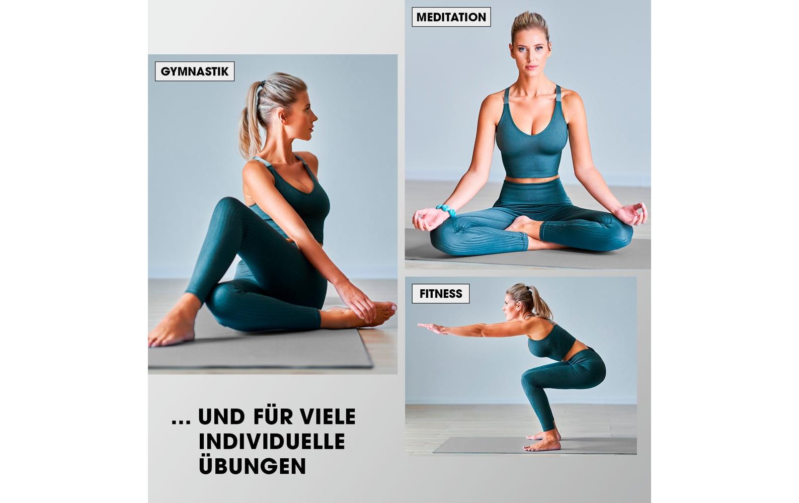 World Fitness – Fitnessmatte Yamuna – für Fitness, Gymnastik, Pilates, Yoga – 183 × 61 × 1,5 cm – grau