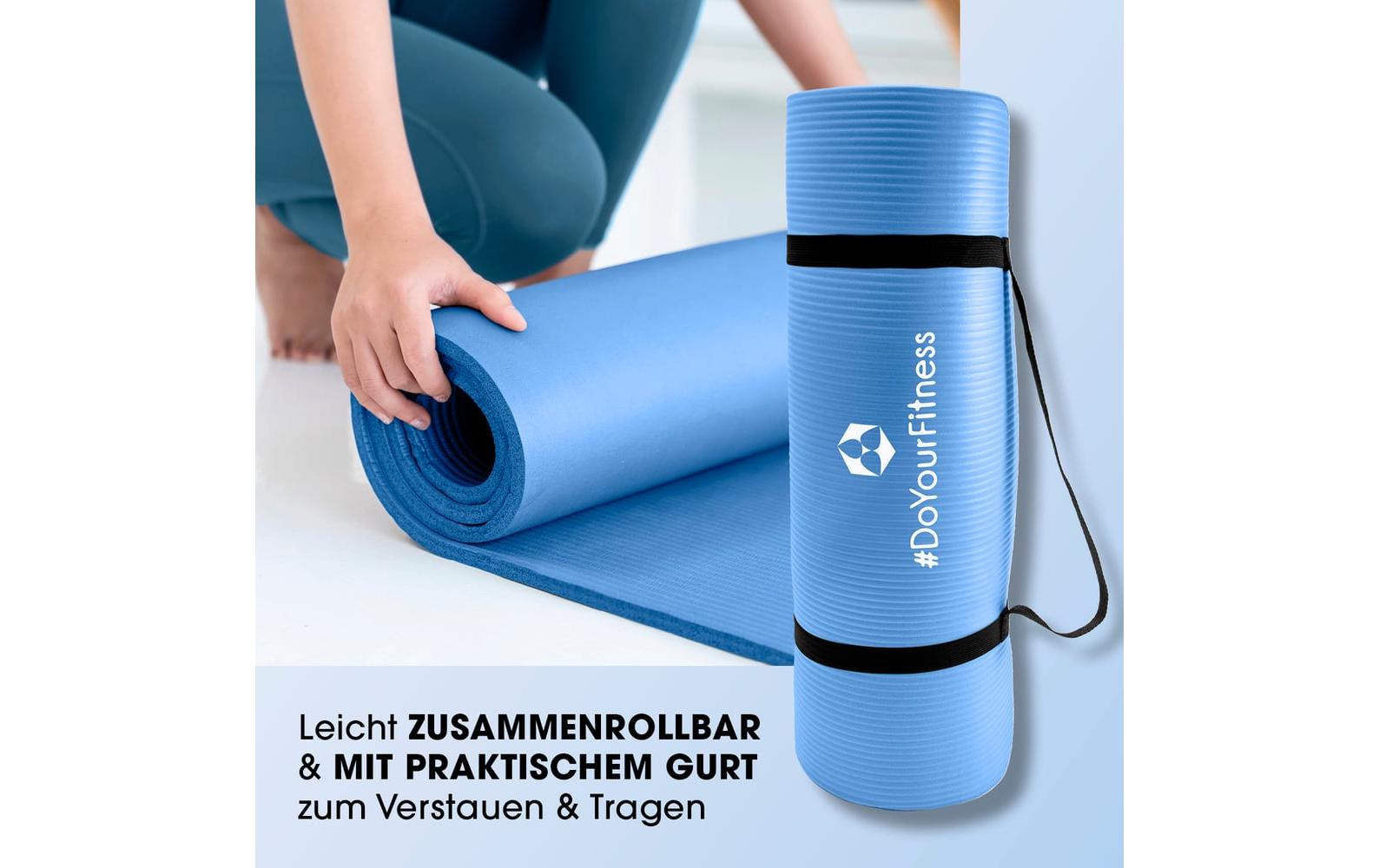 World Fitness Bodenmatte Jivan – 61 × 183 cm, Blau, Nitrilkautschuk, Dicke 2 cm