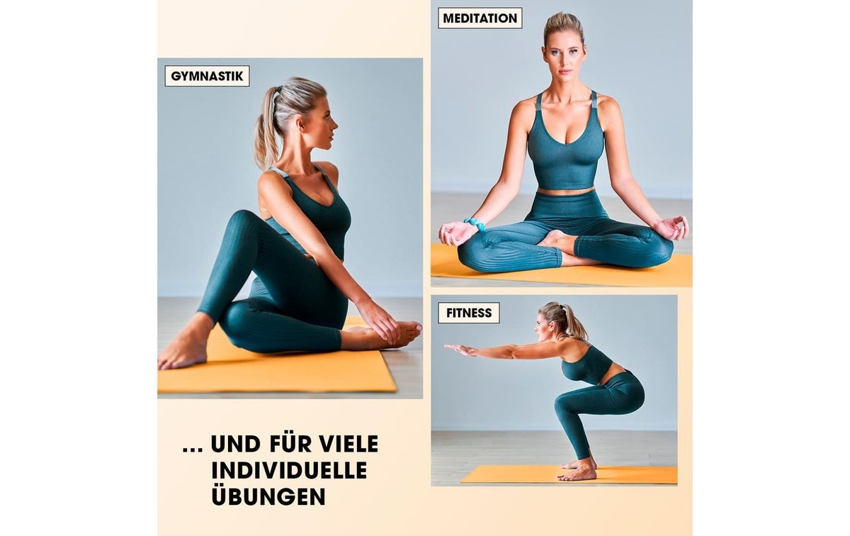 World Fitness – Fitnessmatte Jivan – für Fitness, Yoga, Pilates – 183 × 61 × 2 cm – orange, Nitrilkautschuk