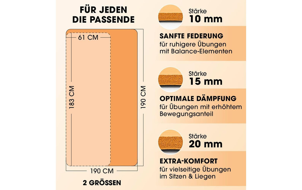 World Fitness – Fitnessmatte Jivan – für Fitness, Yoga, Pilates – 183 × 61 × 2 cm – orange, Nitrilkautschuk
