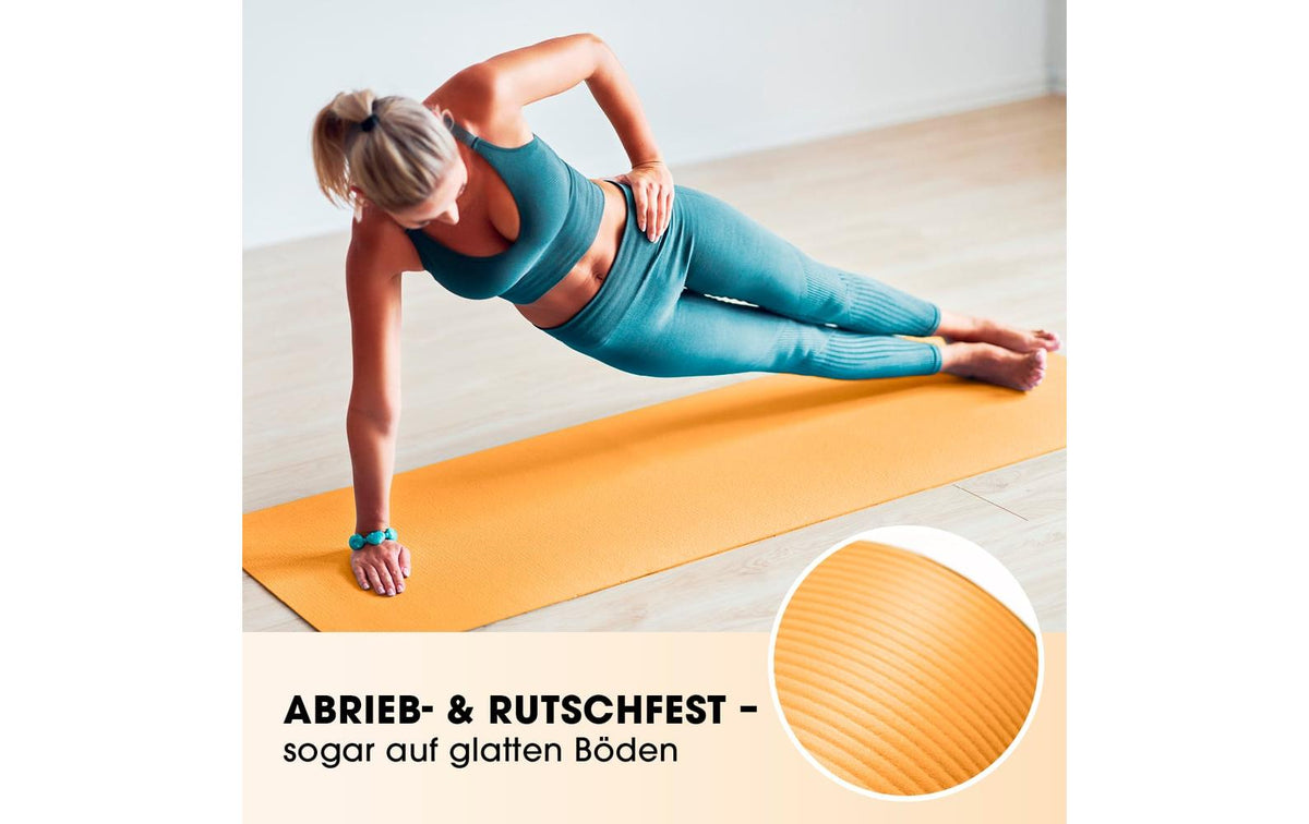 World Fitness – Fitnessmatte Jivan – für Fitness, Yoga, Pilates – 183 × 61 × 2 cm – orange, Nitrilkautschuk
