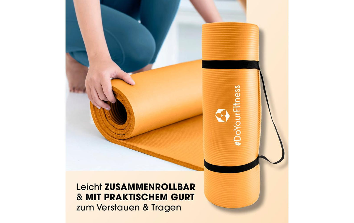 World Fitness – Fitnessmatte Jivan – für Fitness, Yoga, Pilates – 183 × 61 × 2 cm – orange, Nitrilkautschuk