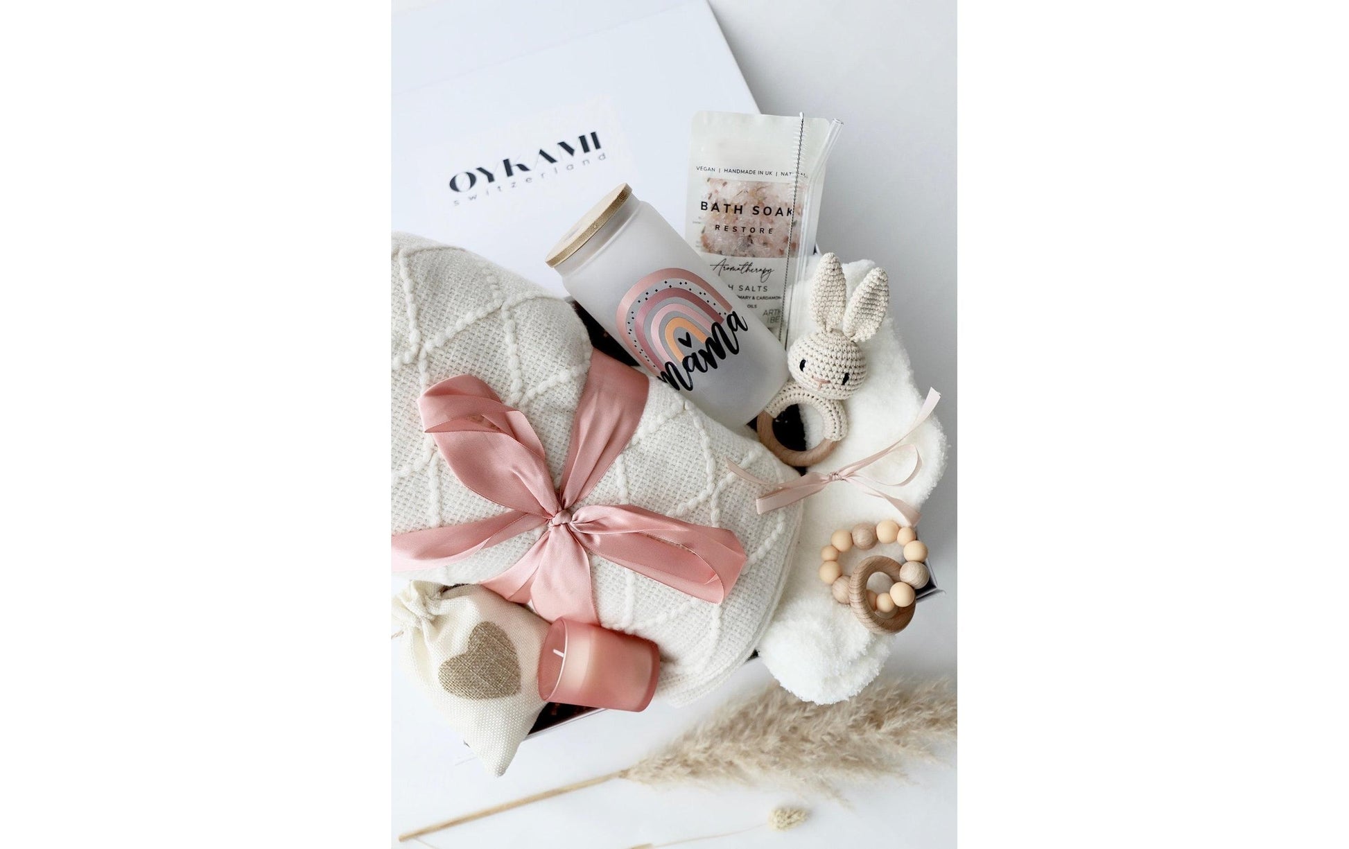 Oykami Geschenkbox Kapstadt – Buche, Textil – Rosa, Weiss