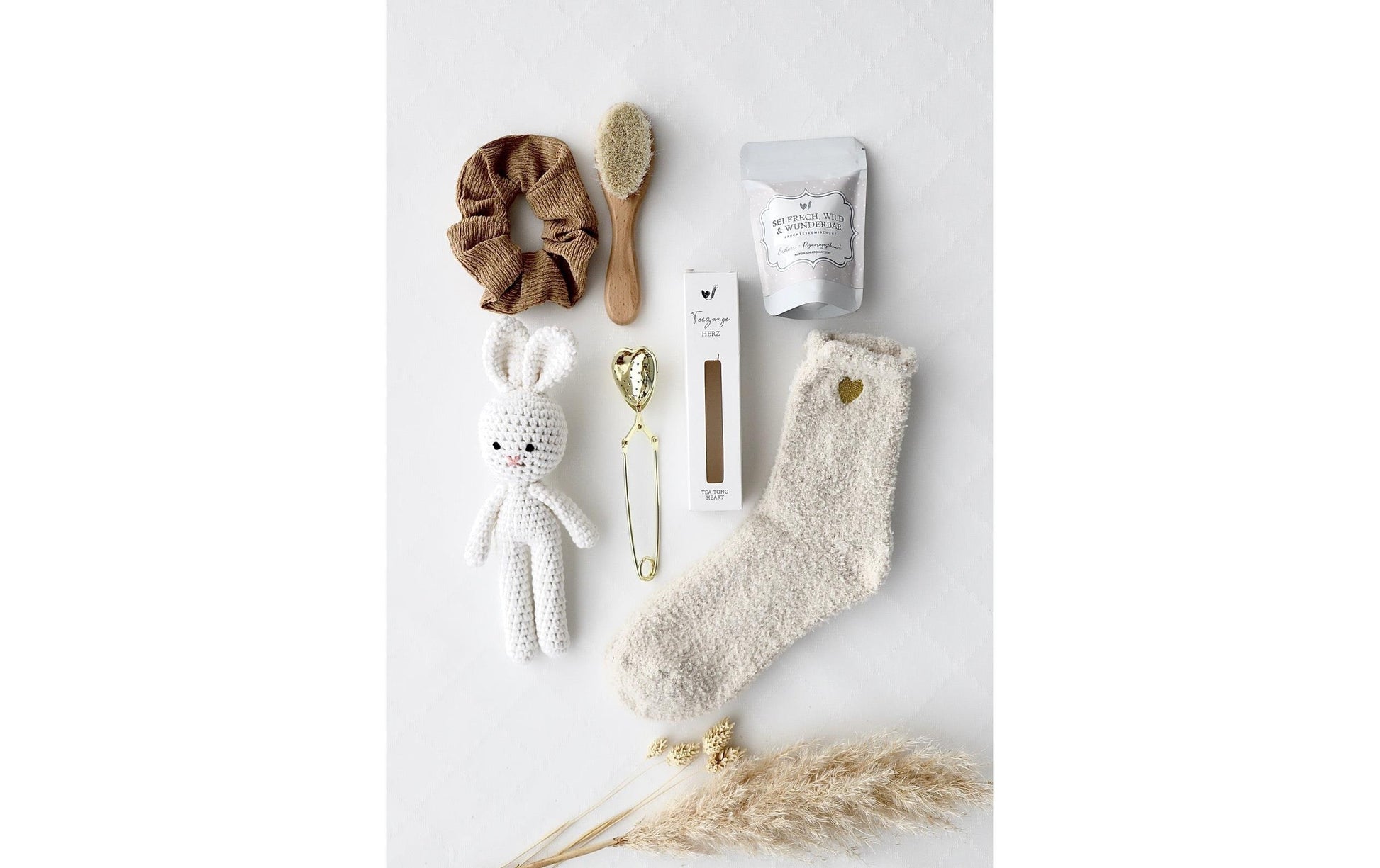 Oykami Geschenkbox Selma Hase – Buche, Textil – Weiss