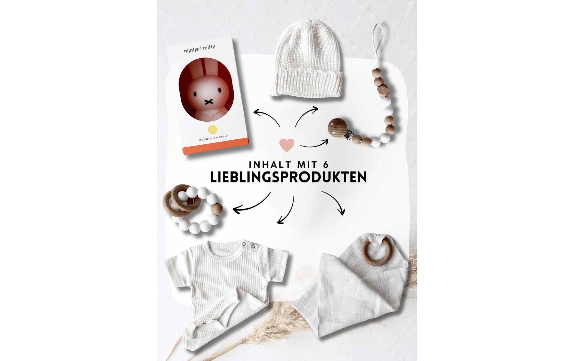 Oykami Geschenkbox Baby – Baumwolle, Buchenholz, mit Magnetverschluss – Weiss