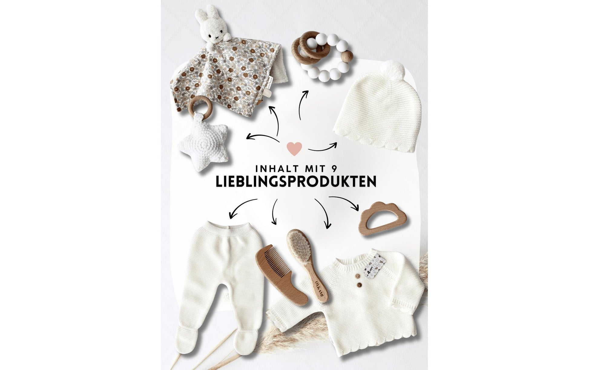 Oykami Geschenkbox Baby – Buche, Textil, Weiss