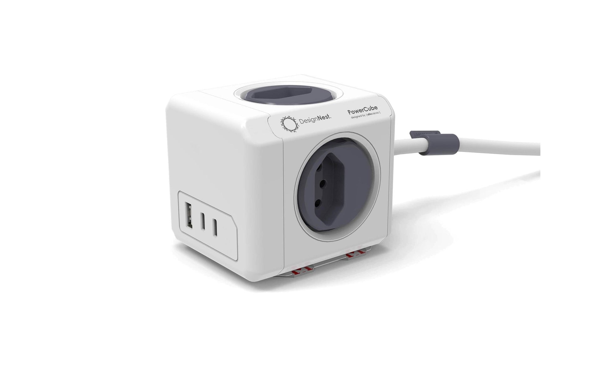 Allocacoc PowerCube – Steckdosenleiste, 4× T13, 1× USB‑A, 2× USB‑C, mit 4 Schaltern, 1,5 m, IP20