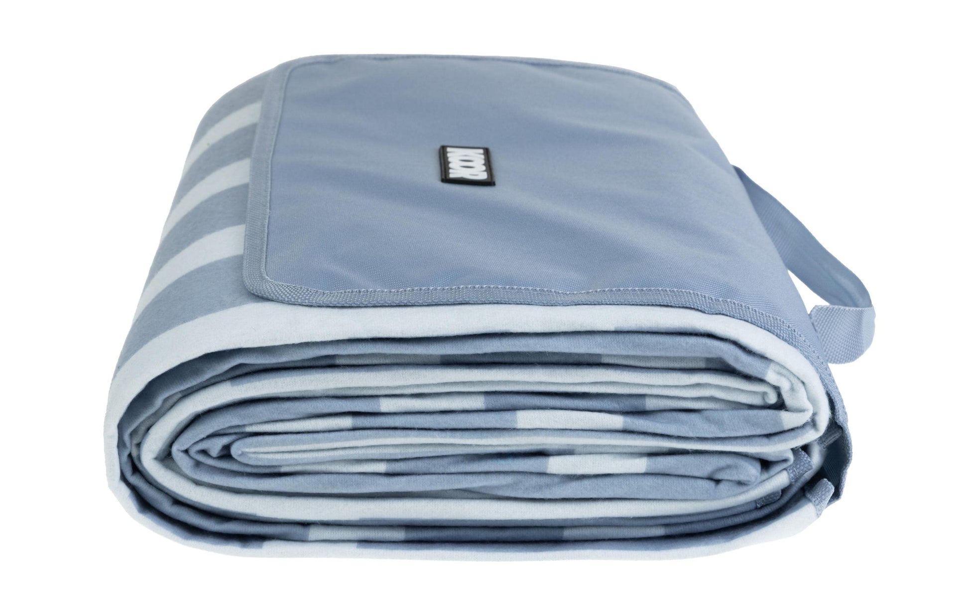 Koor Picknickdecke Stripe Check – 200 × 200 cm – Hellblau/Weiss – Micro-Polyester